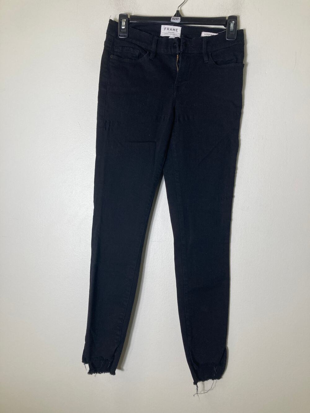 Frame Le Skinny de Jeanne Black Frayed Hem Denim Sz 26